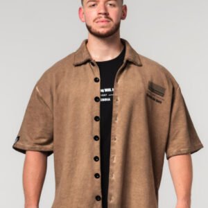 Washed-off Oversized Shirt 90s THROWBACK Light Brown 347