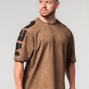 Washed-off Oversized T-shirt LIFTING CLUB Light Brown 368