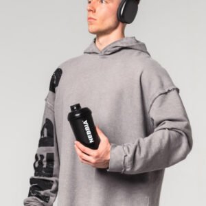 Washed-off Oversized Pullover Hoodie NO BS Light Grey 371